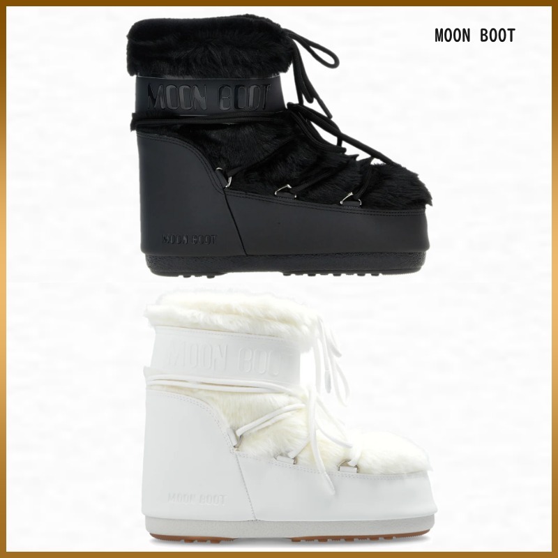 【MOON BOOT】 Icon ロー フェイクファー レースアップ ブーツ