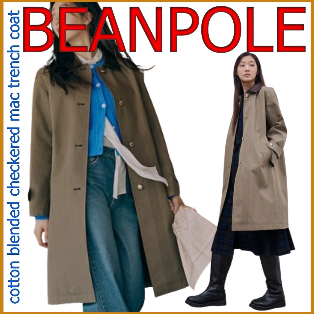 BEANPOLE LADIES◆コットン混紡 チェック マック トレンチ