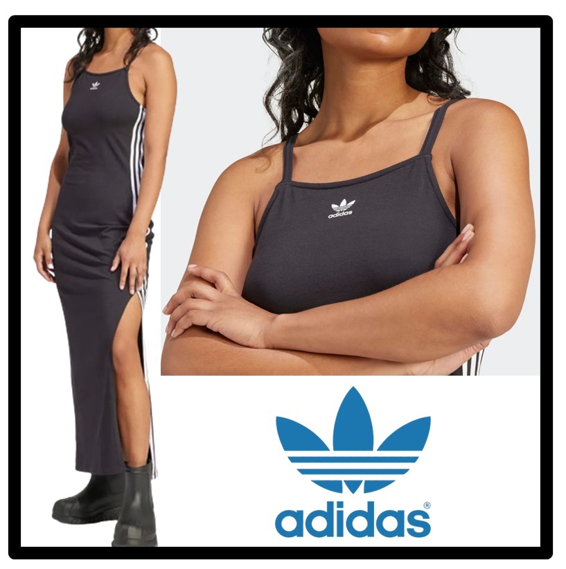 ★関税込★adidas★3ストライプ コットンブレンド マキシドレス