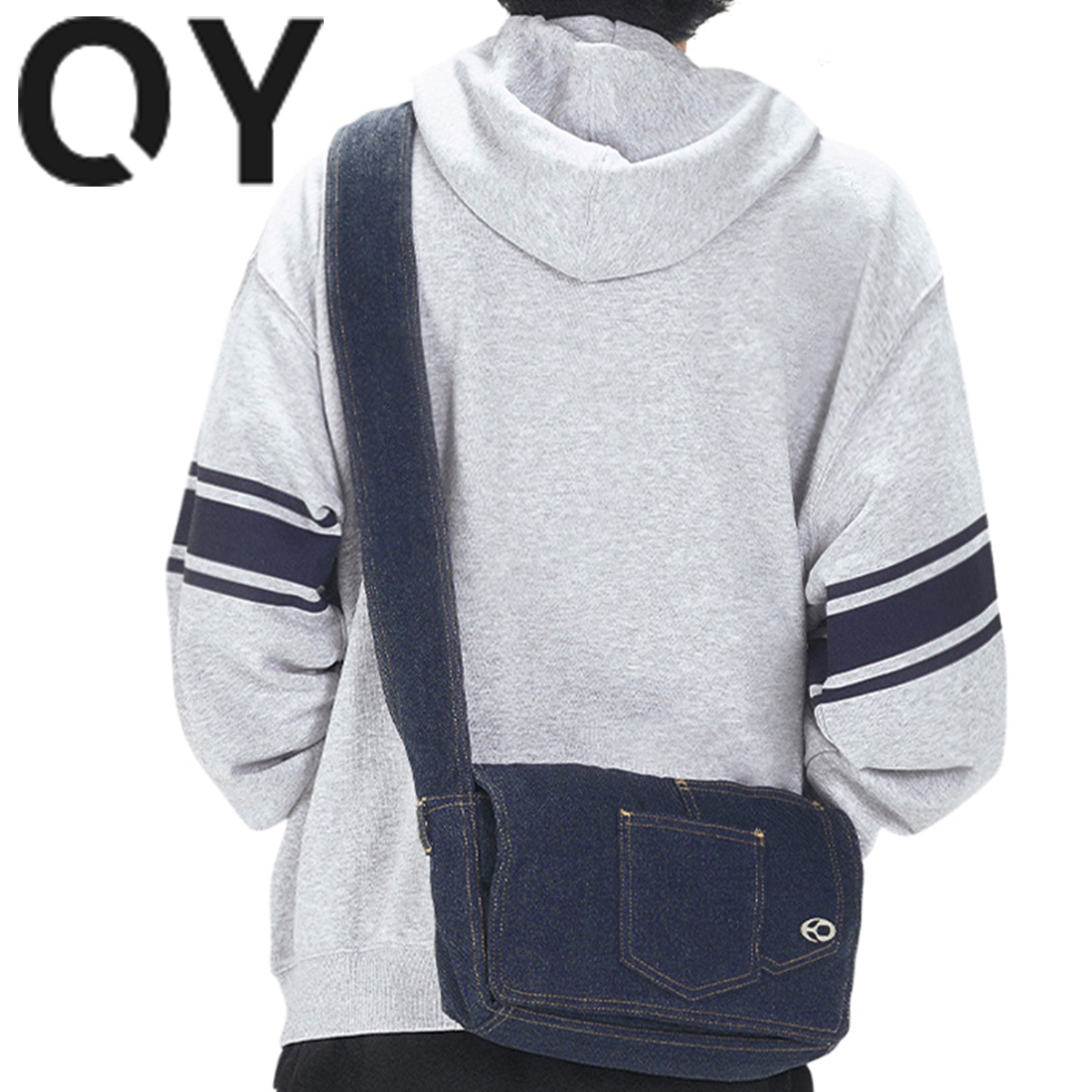 ★OY★ DOUBLE POCKETS PADDED CROSS BAG - BLUE★正規品/送料込