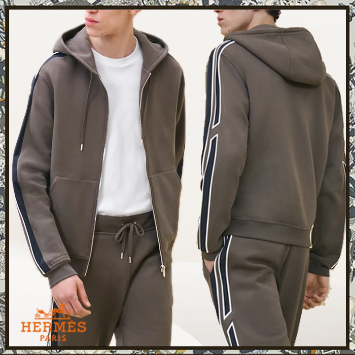 HERMES 24AW フーデッドジップパーカー《Run H》Basalte 直営店