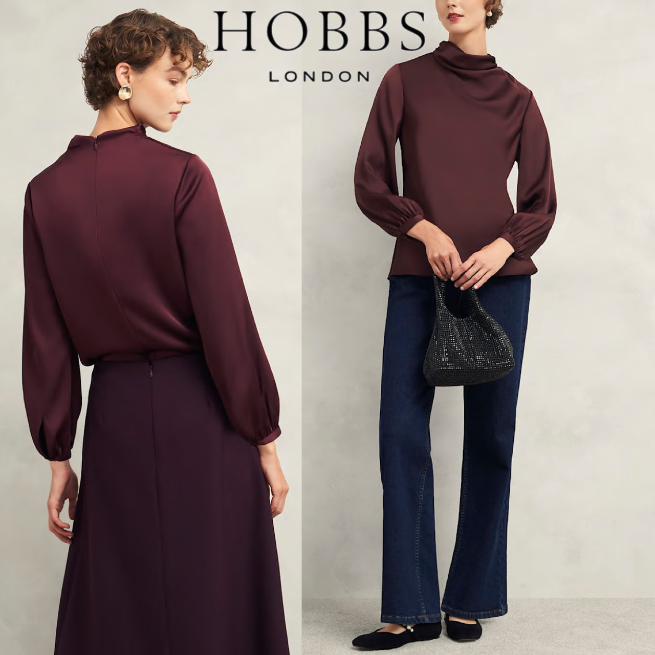 英国発【HOBBS LONDON】ラルワース サテン ブラウス 関税込
