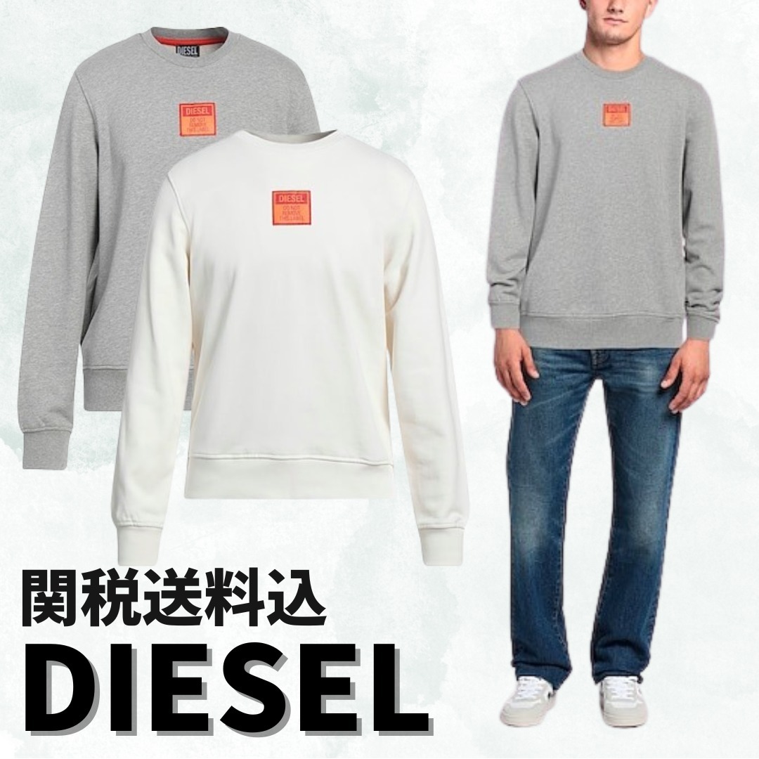 最後の1点【DIESEL】スウェット☆白 グレー ロゴ フリース 長袖