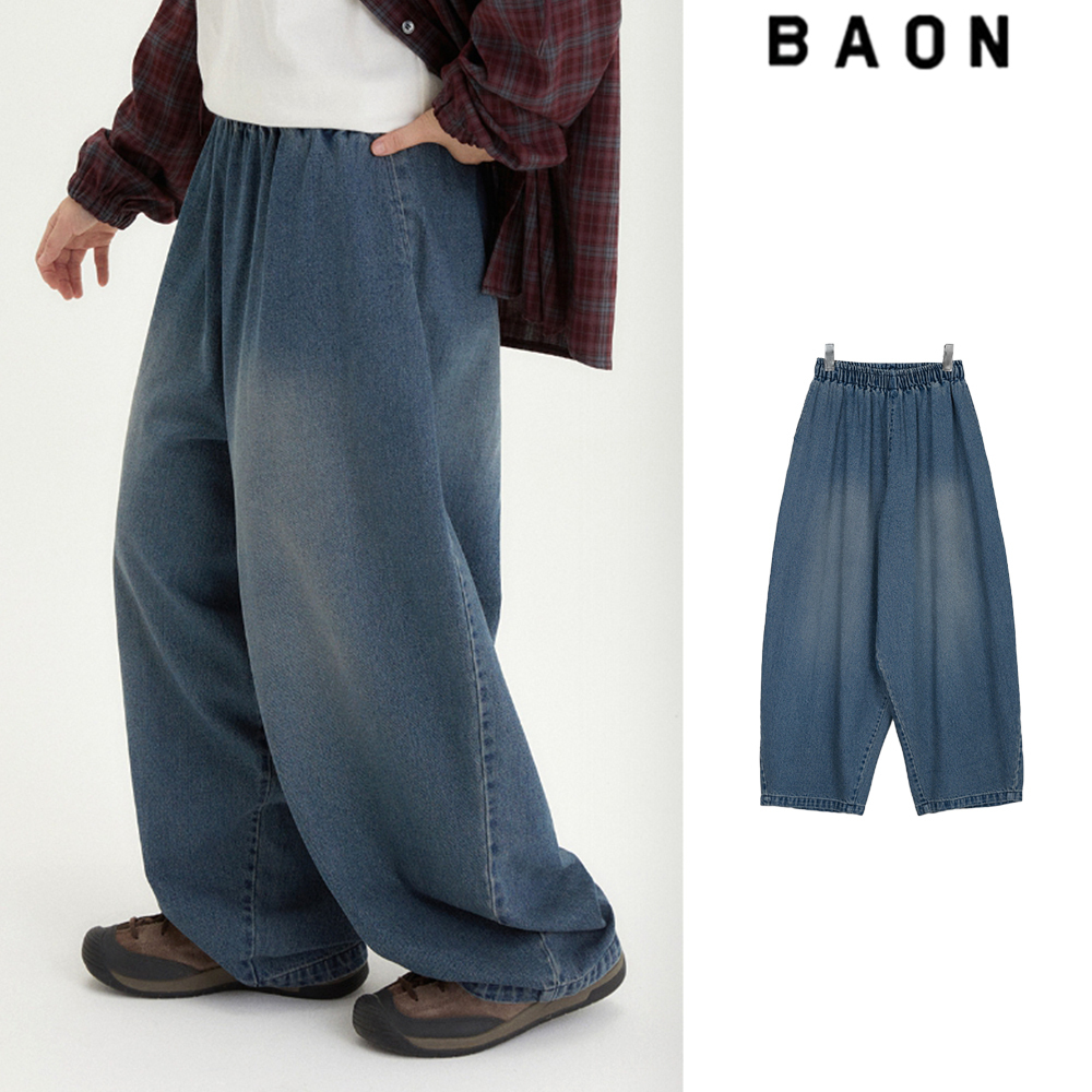 【BAON】24FW★ [BAONHAUS] Denim Banding Balloon Wide PT
