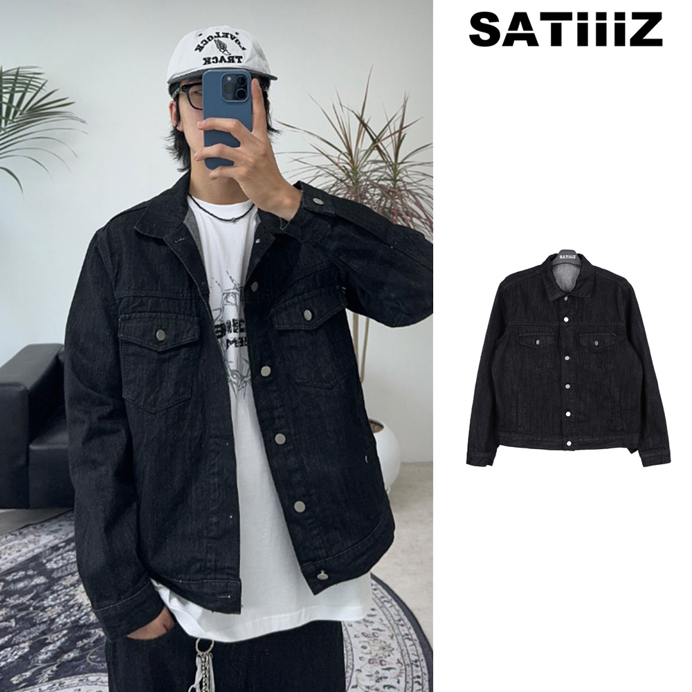 【SATIIIZ】Cade black denim jacket
