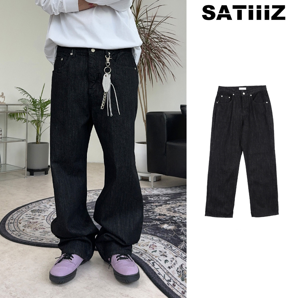 【SATIIIZ】Cade semi-wide denim pants
