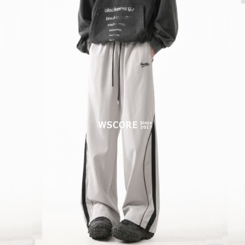 パンツ ユニセックス ドレープ ストライプ フロアレングス 2色