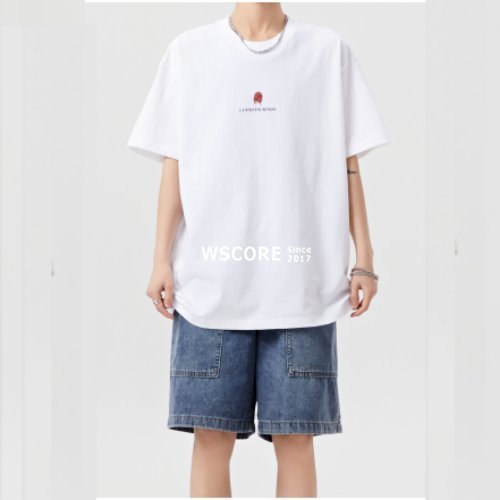 半袖Tシャツ ユニセックス ロゴプリントルーズカジュアル 2色