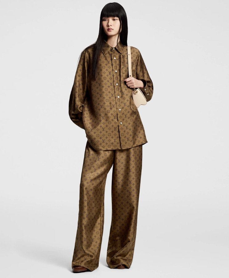 Louis Vuitton《モノグラム ソフトシャツ》キャメル シルク 直営