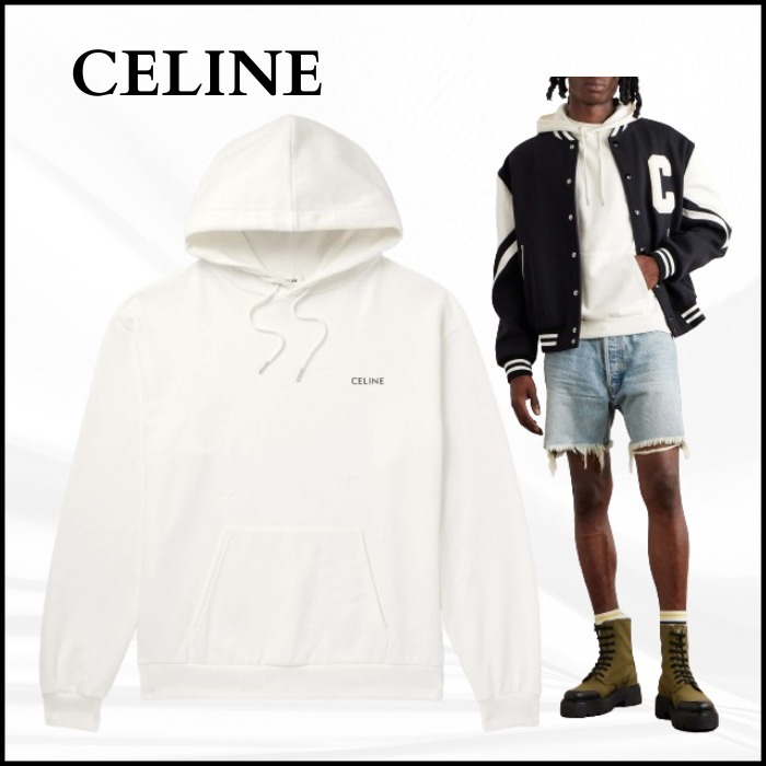 【CELINE】ロゴプリント コットンジャージー パーカー