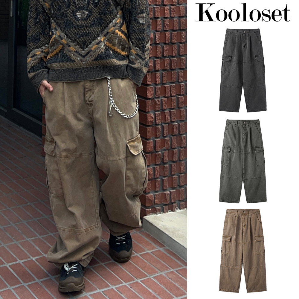 【KOOLOSET】Ku Pigment Cut Cargo Pants