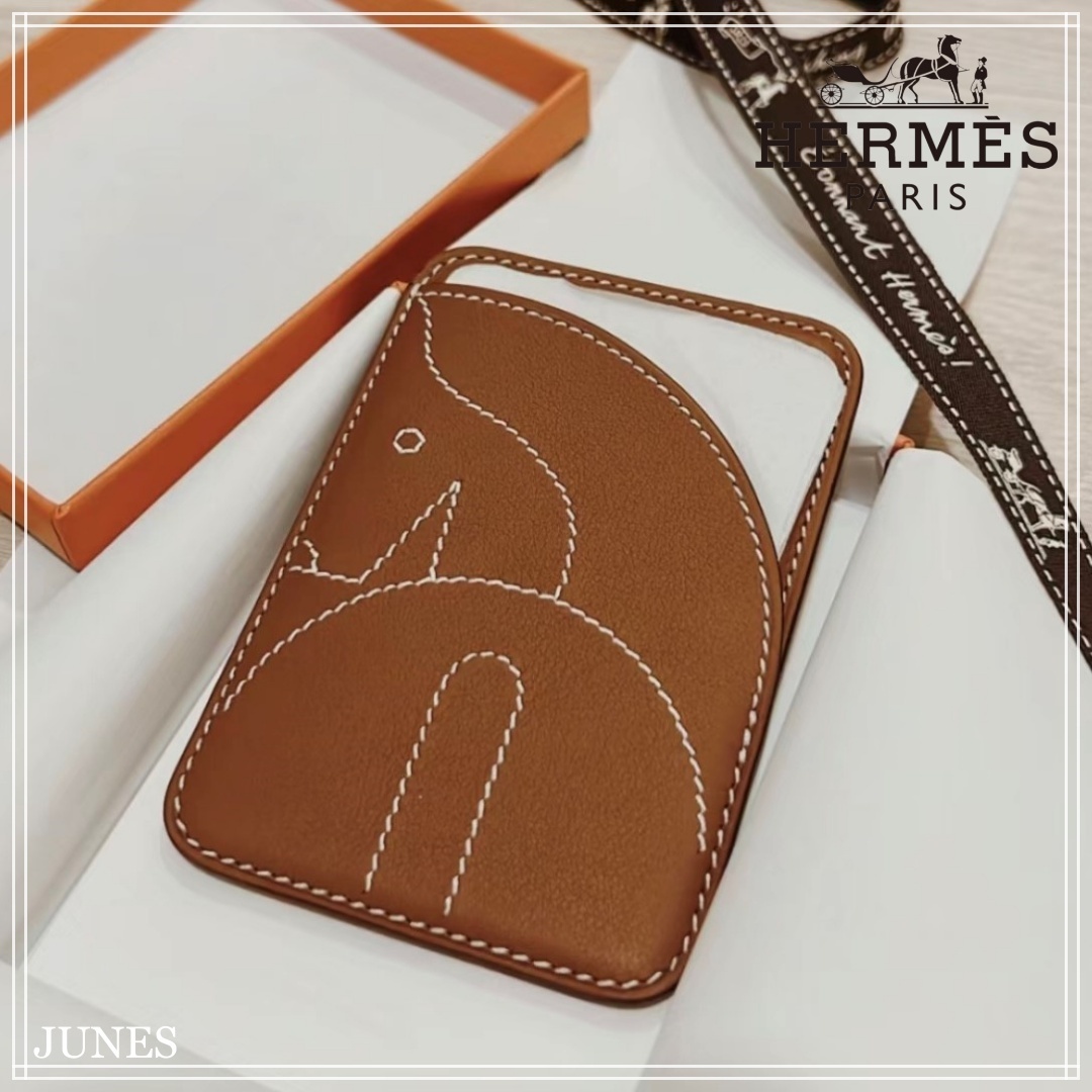 可愛いデザイン【HERMES】iPhone マグネットカードホルダー