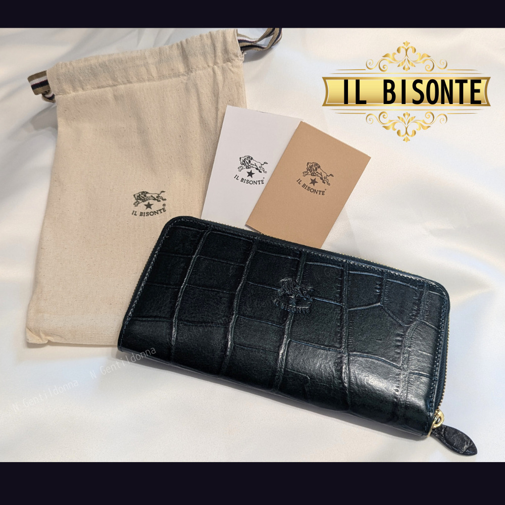 【すぐ届く！】-IL BISONTE- ジップアラウンド ロングウォレット