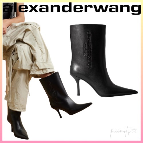 【Alexander Wang】Delphine エンボスロゴ レザーアンクルブーツ