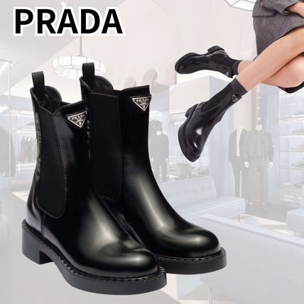 プラダ モノリス ブラッシュドレザー チェルシーブーツ (PRADA