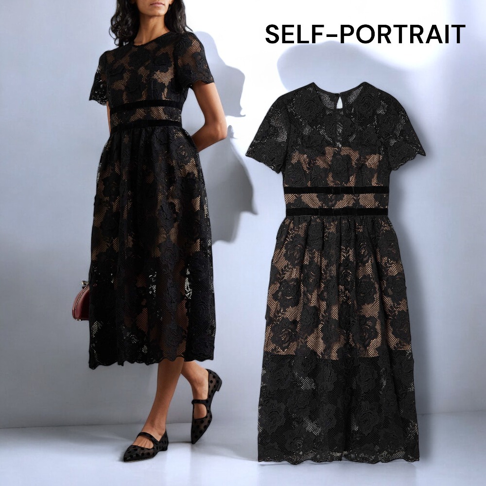 KAREN MILLEN ミディドレス ワンピース タイト 刺繍 長袖 KAREN MILLEN ミディドレス ワンピース タイト 刺繍 長袖