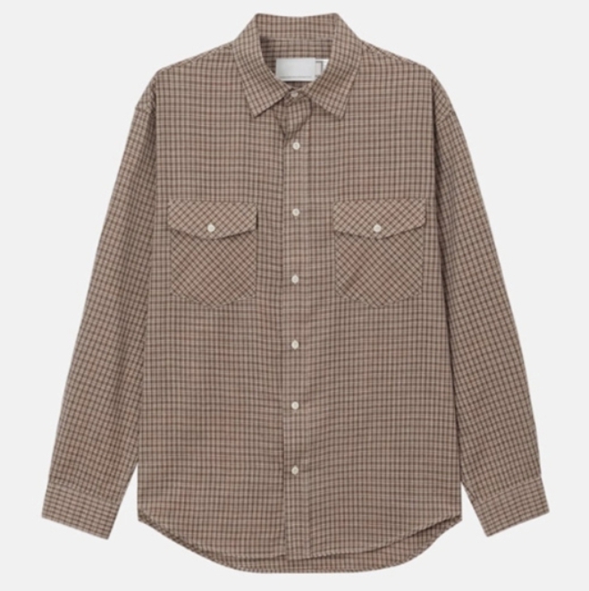 シャツ IONSEOUL Caroon Two Pocket Check Shirt JE378