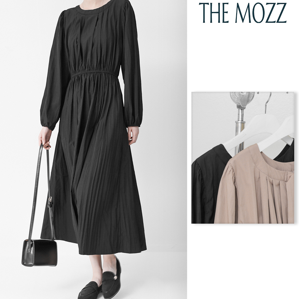 【THE MOZZ】Curly Shirring Long One Piece