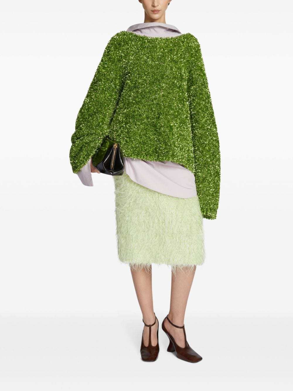 *DRIES VAN NOTEN* ウールミディ ペンシルスカート ブラウン Dries Van Noten