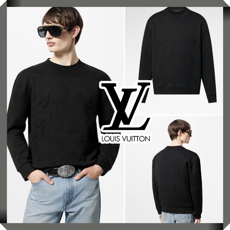 新作☆お洒落☆Louis Vuitton☆トレーナー ブラック コットン