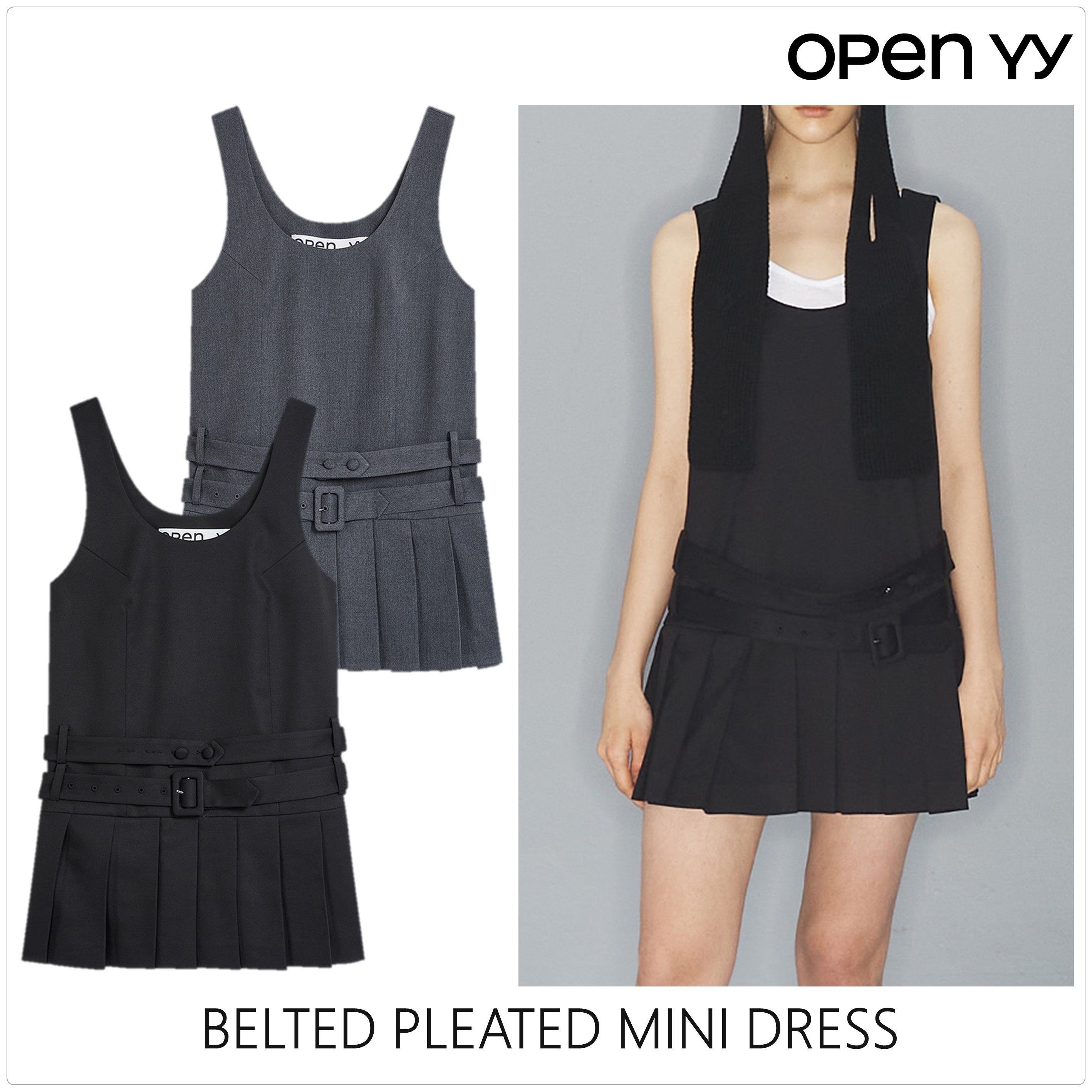 [OPEN YY] BELTED PLEATED MINI ドレス★新作・24AW★韓国★