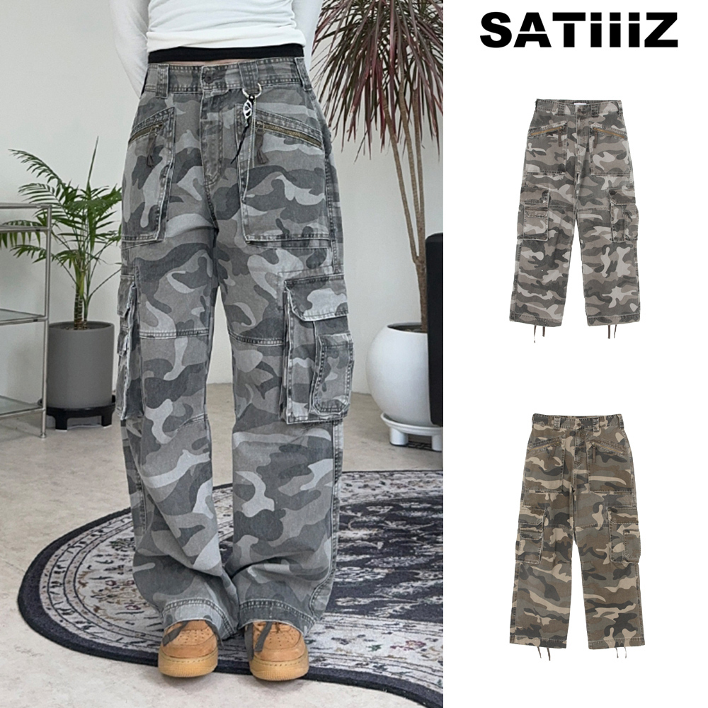 【SATIIIZ】Pent Camouflage Cotton Cargo Pants