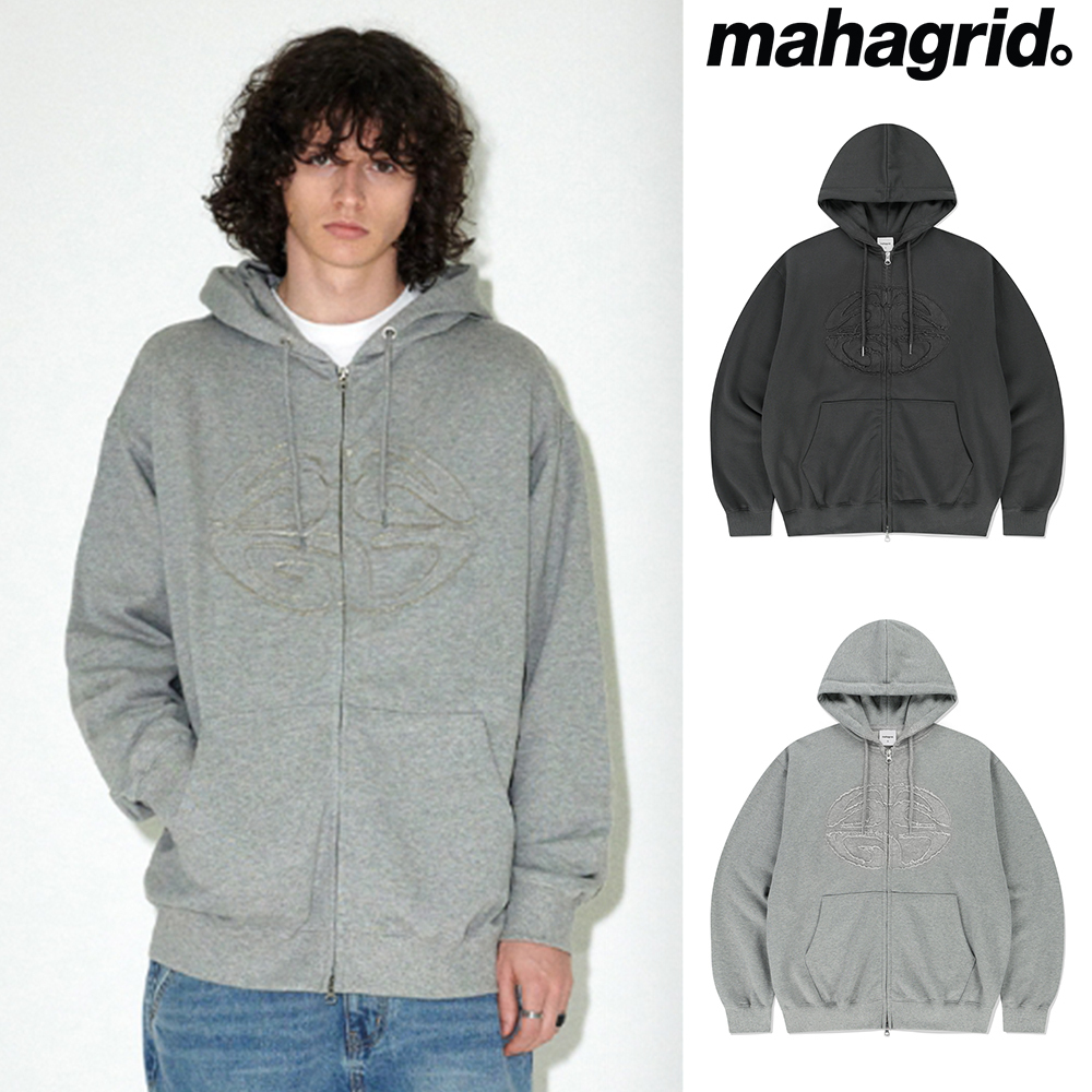 【mahagrid】24FW★ ECLIPSE RAW CUT ZIP UP HOODIE