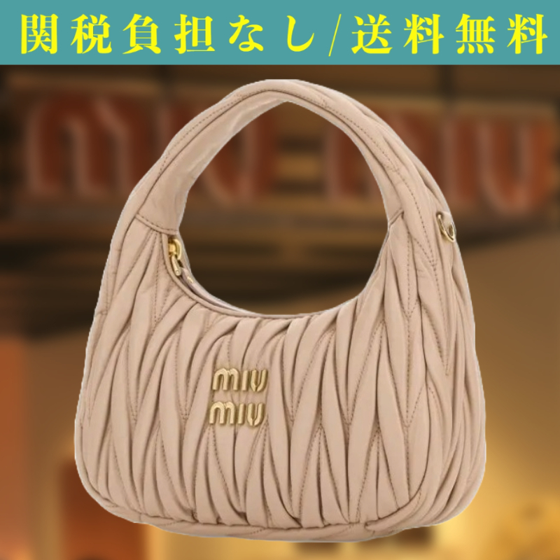 関税込☆MIU MIU ワンダー マテラッセレザー ホーボーバッグ