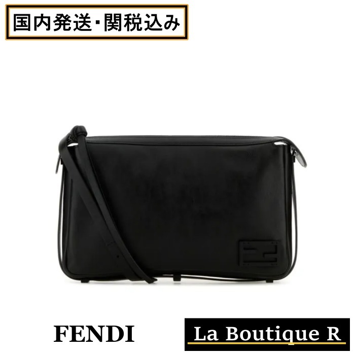 【FENDI】シンプリー フェンディ ミディアム ブラックレザー バ