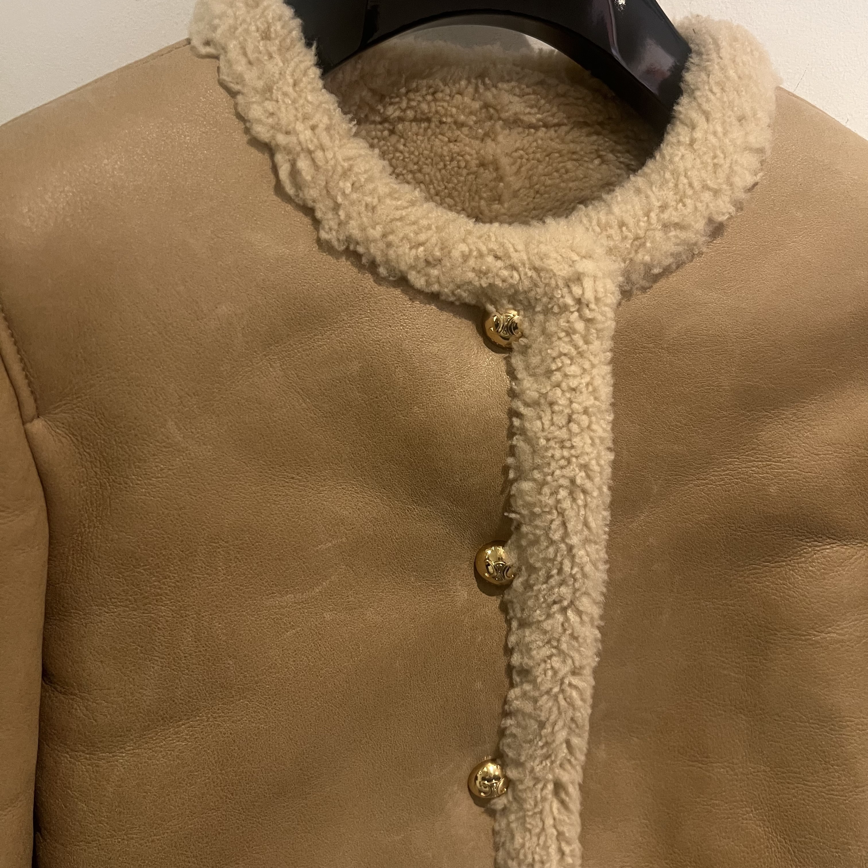 【CELINE】24SS セール！激かわ レザー/シアリング ジャケット CELINE】24SS セール！激かわ レザー/シアリング ジャケット