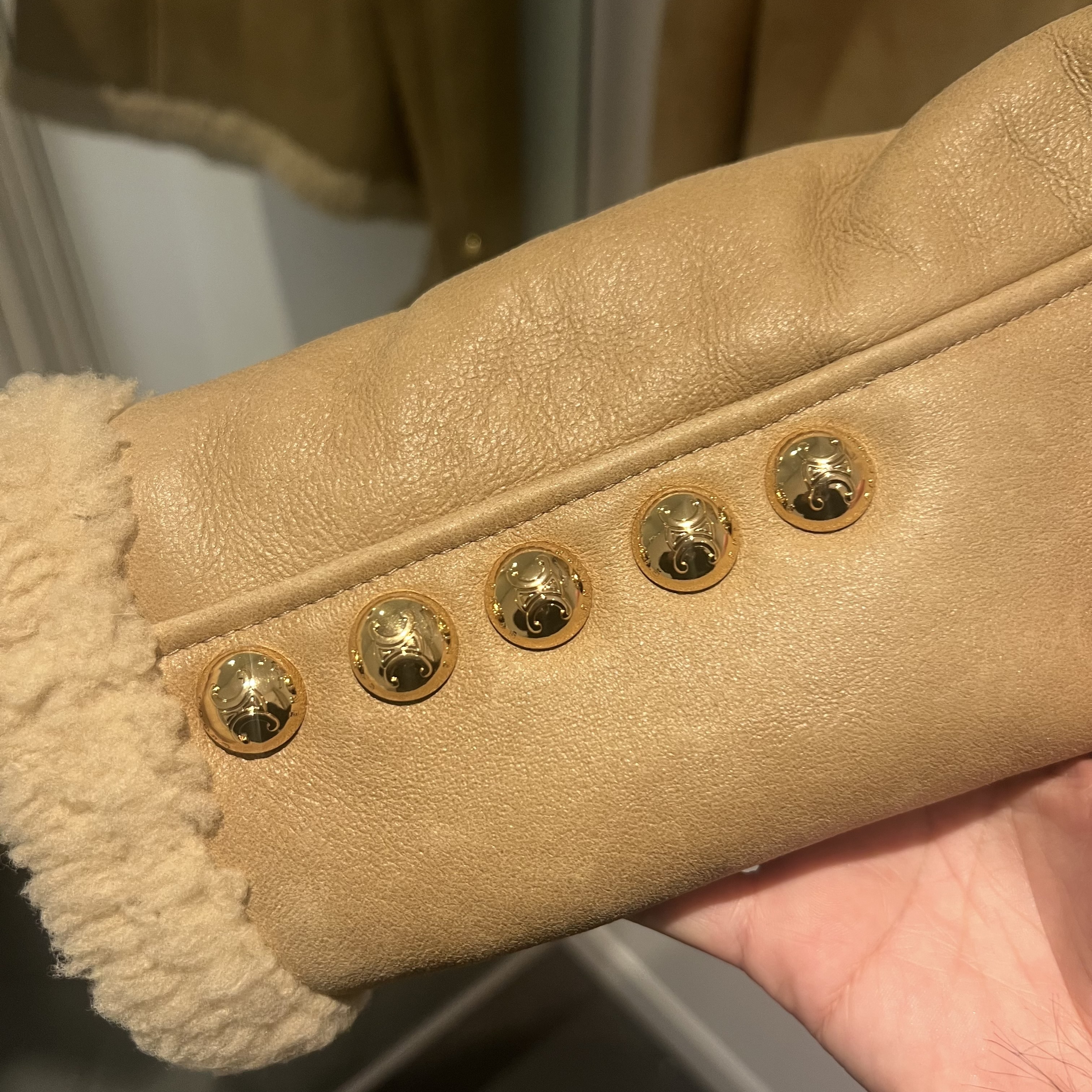 【CELINE】24SS セール！激かわ レザー/シアリング ジャケット CELINE】24SS セール！激かわ レザー/シアリング ジャケット