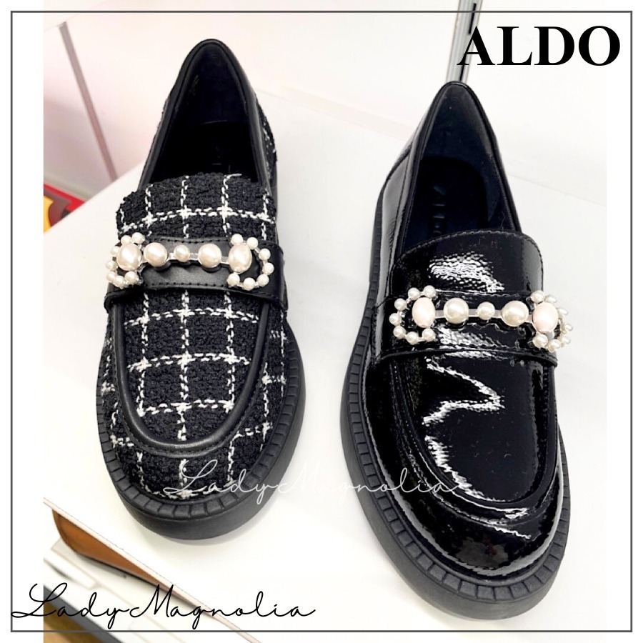 【追跡あり!】ALDO Dinara パールの装飾付きローファー ツイード