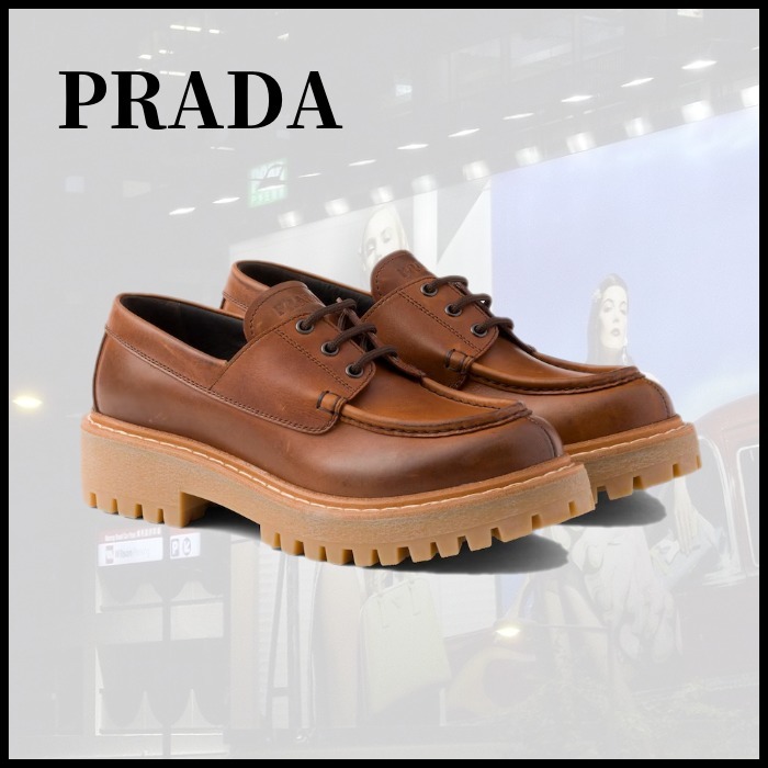■PRADA プラダ レースアップ レザー ローファー