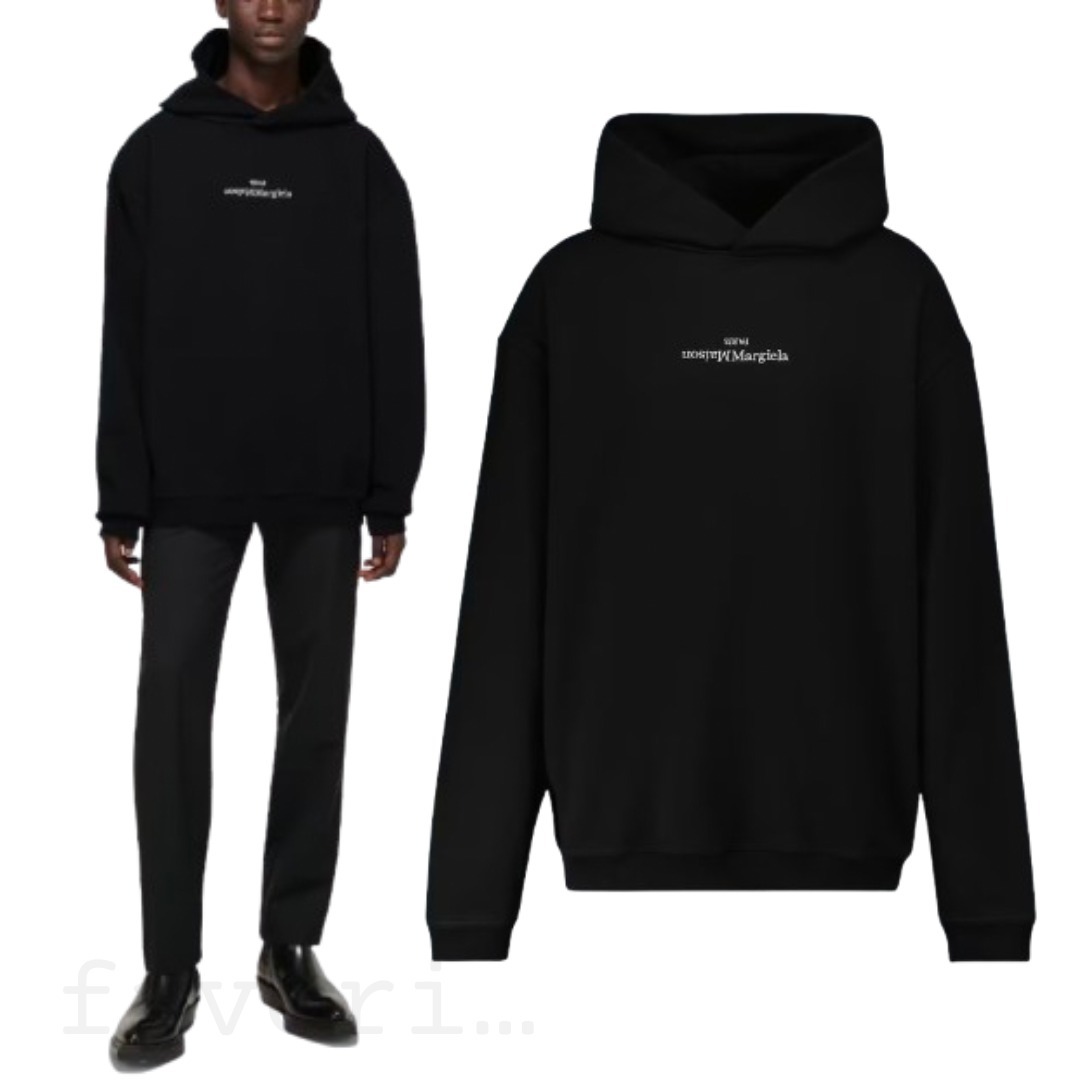 Maison Margiela Upside down ロゴ パーカー ブラック