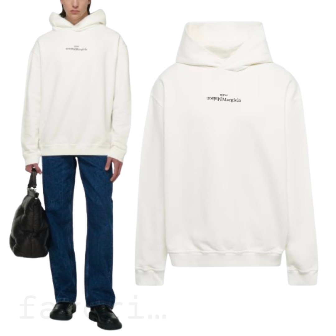 Maison Margiela Upside down ロゴ パーカー ホワイト
