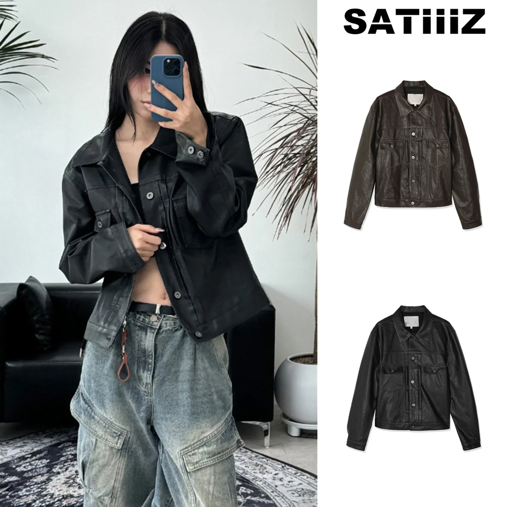 【SATIIIZ】Tola Garment Leather Tracker Jacket