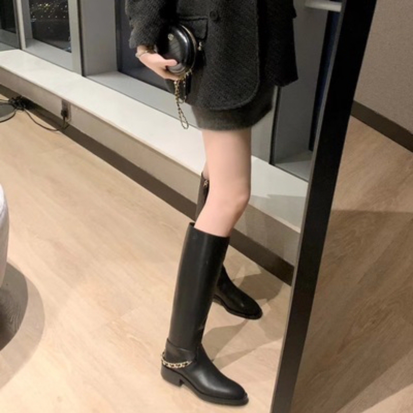 韓国デザイン 本革 リアルレザー チェーン ロングブーツ BOOTS 韓国デザイン 本革 リアルレザー チェーン ロングブーツ BOOTS