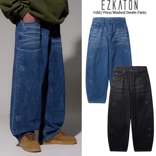 EZKATON正規品★24AW★Fold/Press washed denim pants