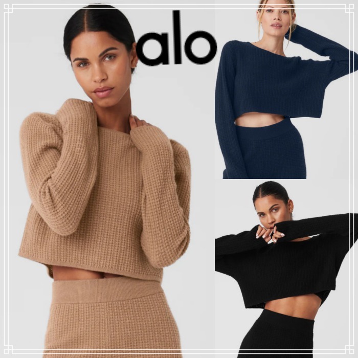 【ALO Yoga】カシミア ワッフル クロップド トップス 3色