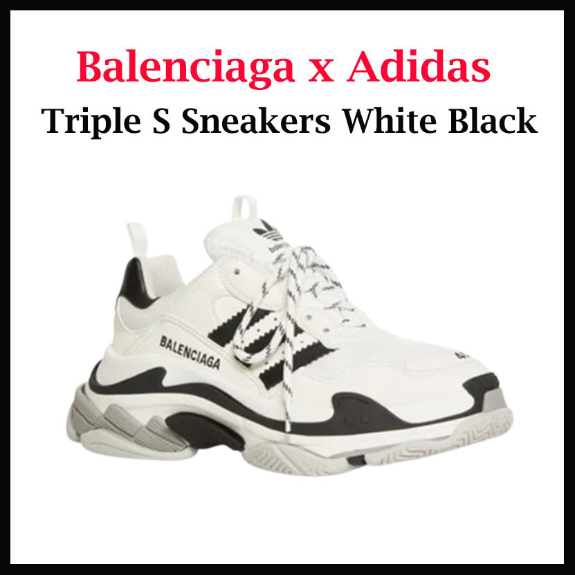 ★BALENCIAGA X ADIDAS★ TRIPLE S SNEAKERS WHITE BLACK