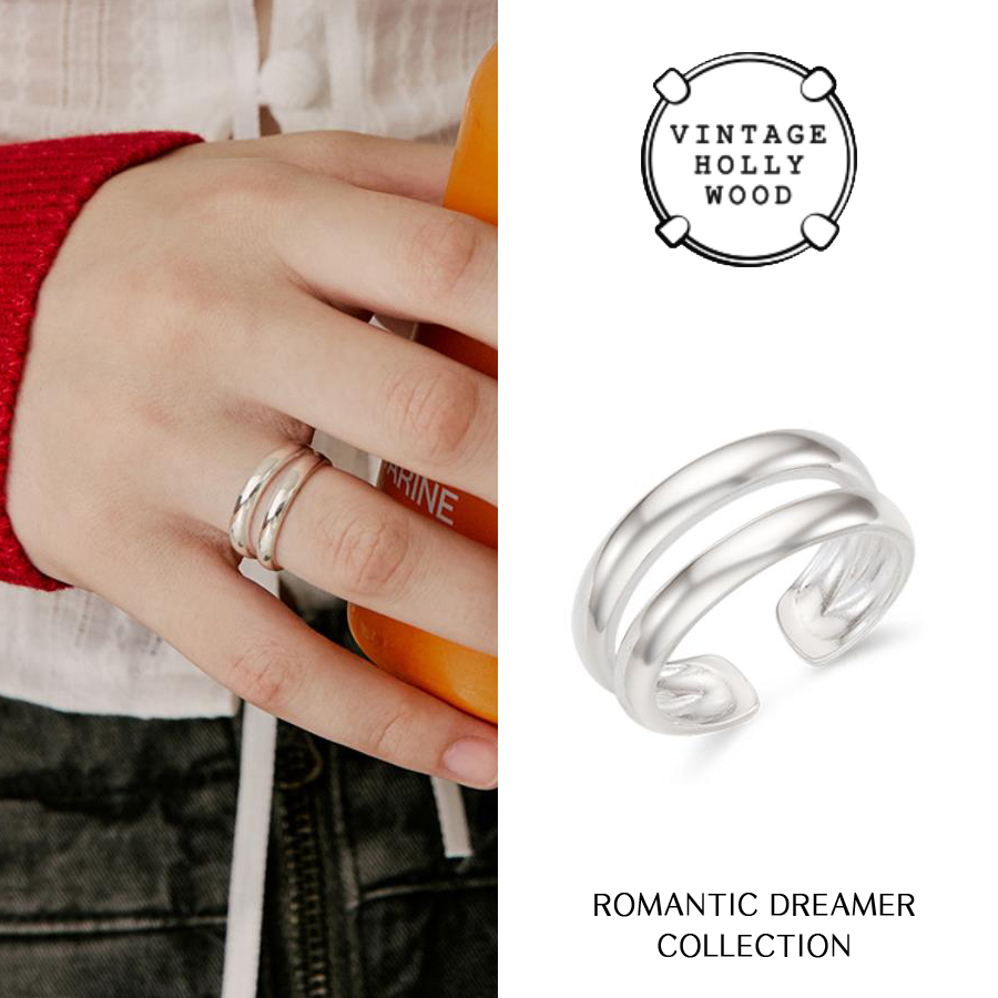 VINTAGE HOLLYWOOD★[925 Silver] Double Line Ring
