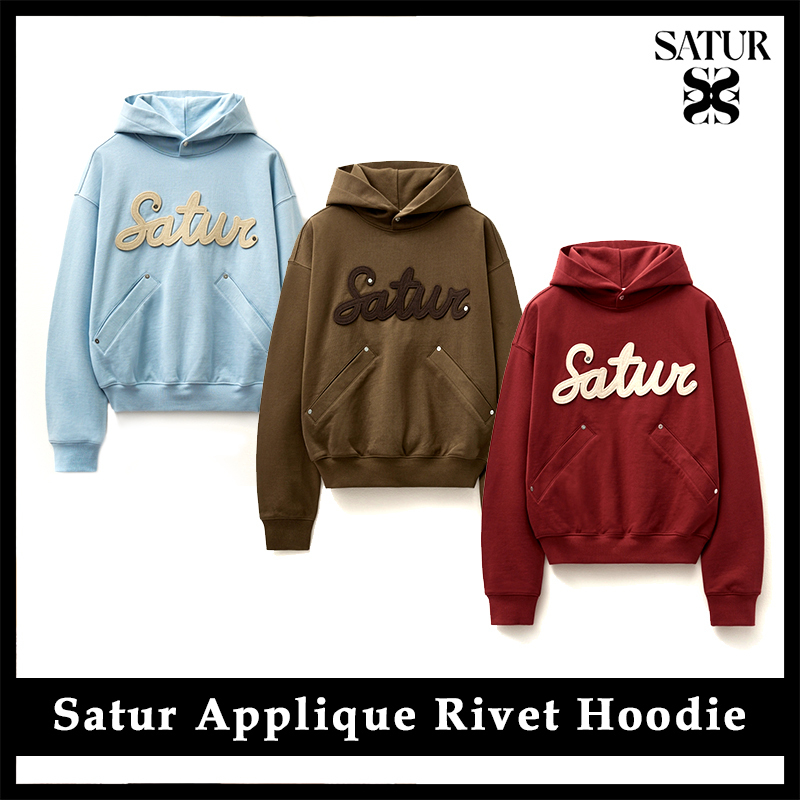 ★関税/送料込★Satur★Satur Applique Rivet Hoodie
