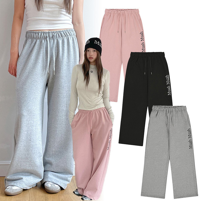 ★muahmuah★送料込み★韓国★LOGO STITCH WIDE BANDING PANTS
