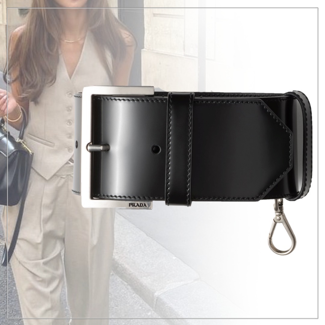 【大人気】PRADA◆レザー リストストラップ ロゴ ランウェイ
