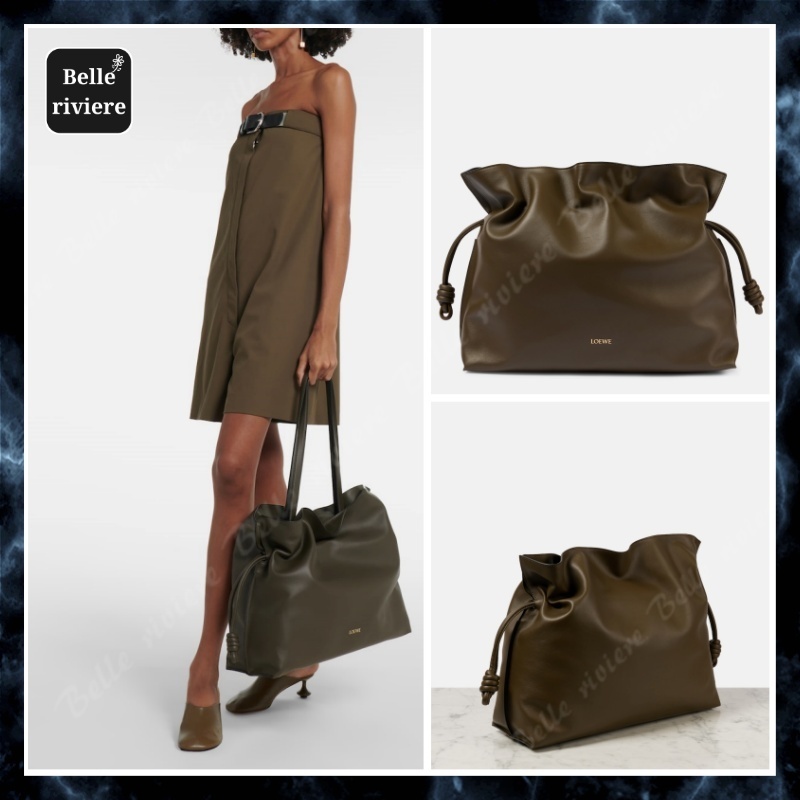 24PF new/LOEWE フラメンコXLレザークラッチ Bag Green