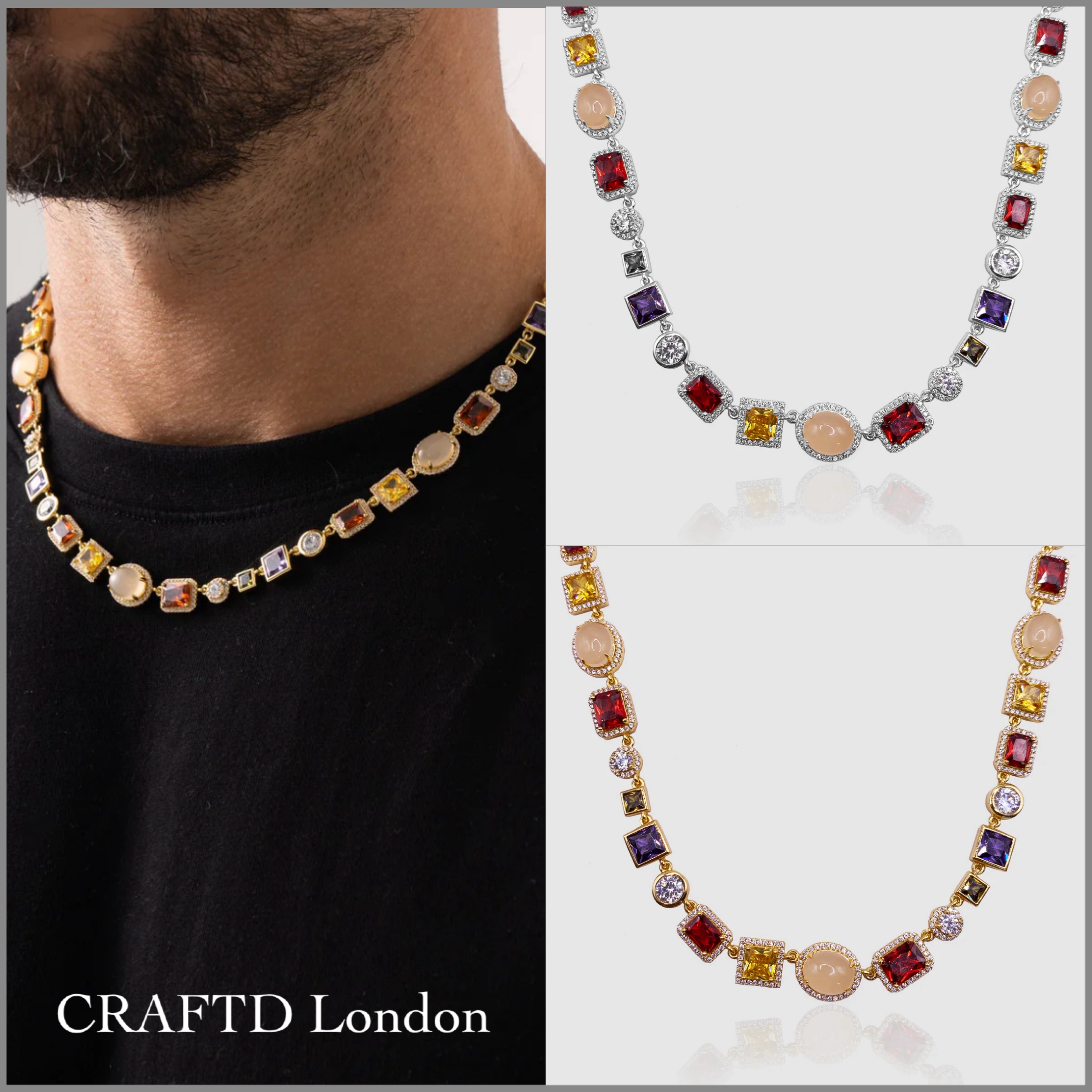 送関込【CRAFTD London】GEMSTONE NECKLACE GoldSilver