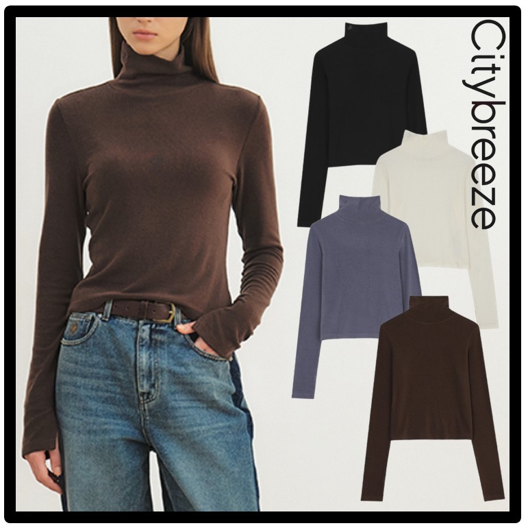 ☆CITYBREEZE★WOOL TENCEL CROPPED TURTEL NECK T-SHIRTS★