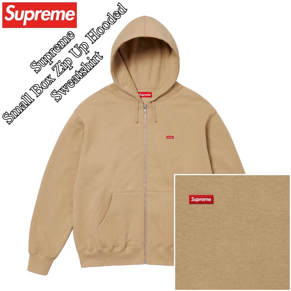 【Supreme】Small Box Zip Up Hooded Sweatshirt★DarkTan★24FW