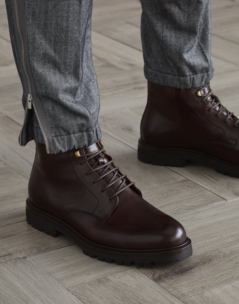 《送料無料》BRUNELLO CUCINELL Textured calfskin boot