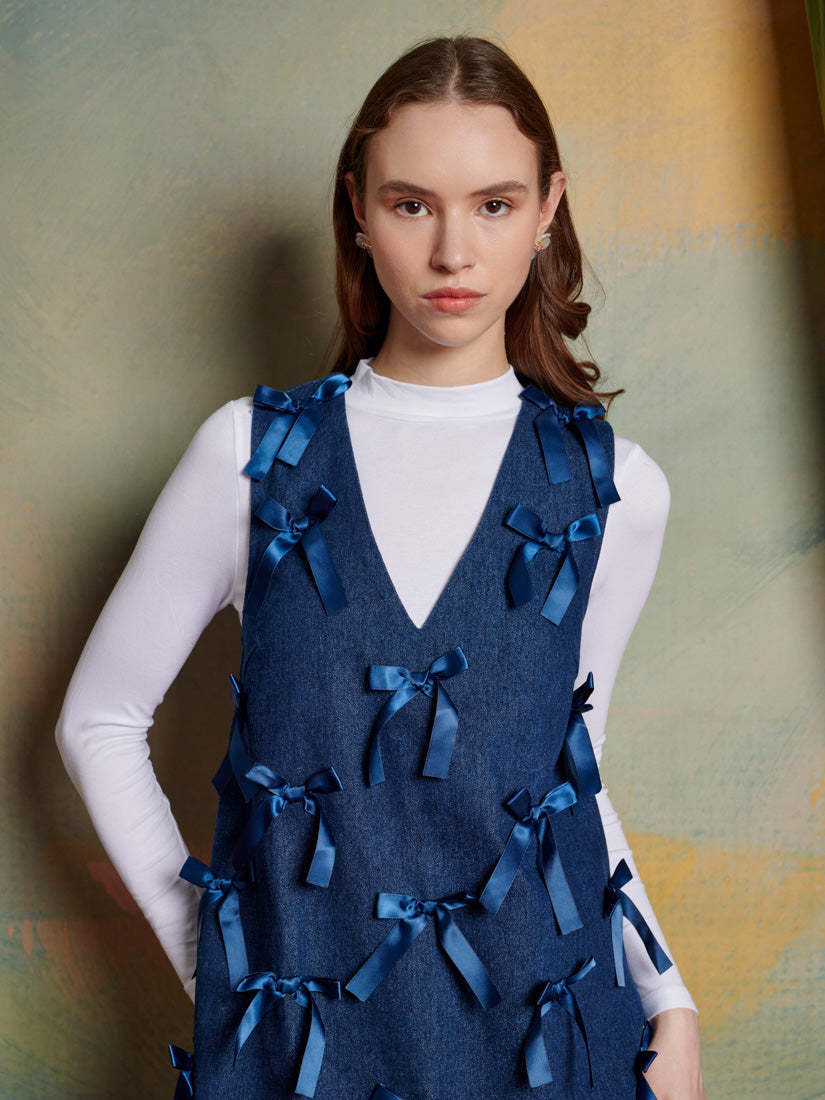送関込【Sister jane】 Lyrical Bow Dress サテンリボン ワンピ 送関込【Sister jane】 Lyrical Bow Dress サテンリボン ワンピ